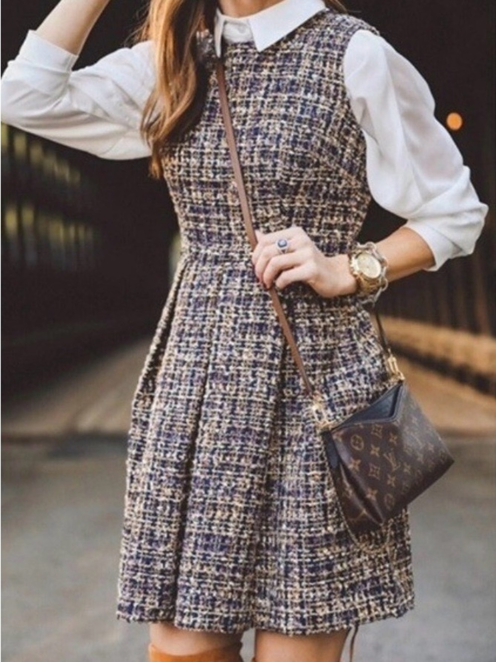 Gal Meets Glam Collection Tinsley Metallic Tweed Dress, Size 2